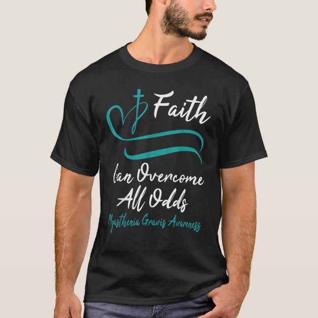 Camiseta Myasthenia Gravis Awareness Teal Ribbon Christian  (Frente)