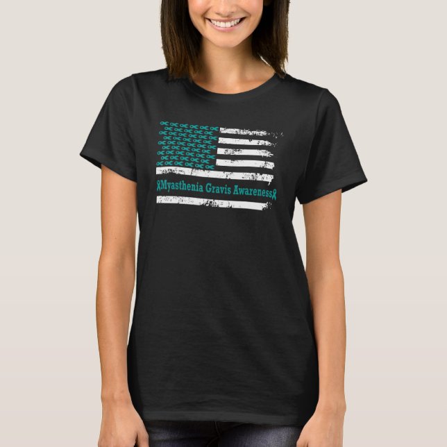 Camiseta Myasthenia Gravis Awareness USA Flag American Supp (Frente)