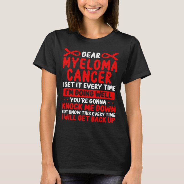 Camiseta Myeloma Cancer Sensibilização Fita do Mês do Cance (Frente)