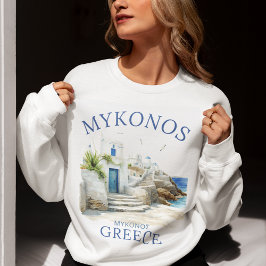 Camiseta Mykonos Coastal Serenity in Watercolor