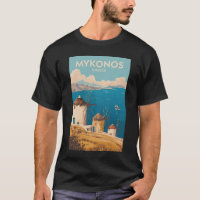 Mykonos Grécia Ilustração Arte de Viagem Vintage