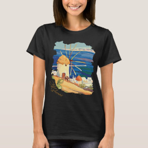 Camiseta Mykonos Grécia Moinho de Vento Costa Azul Viagem
