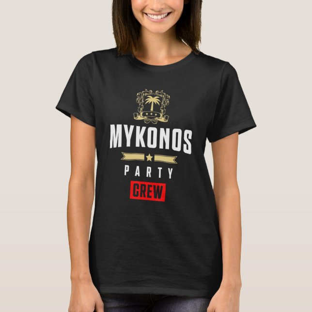 Camiseta Mykonos Party Crew  Cool Greece Vacation Team (Frente)