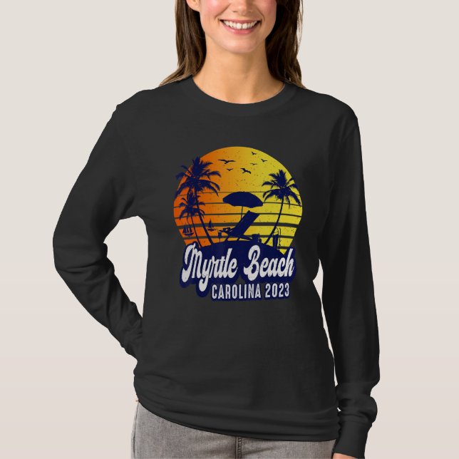 Camiseta Myrtle Beach 2023 Carolina Sunset Beach Retro (Frente)