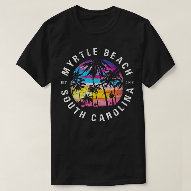 Camiseta Myrtle Beach SC Palm Tree (Frente do Design)