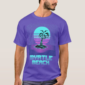 Camiseta Myrtle Beach Sc Retro Vintage 80S Sunset Palm Tree