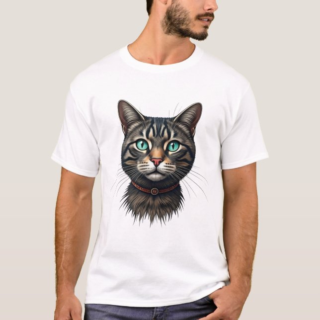 Camiseta Mystic Black Cat Portrait Art (Frente)