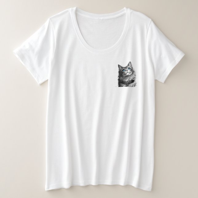 Camiseta Mystic Cat Blue Eyes Gothic Witchy Art (Frente do Design)
