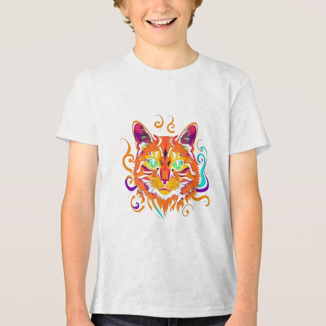 Camiseta Mystic Cat – Neonfarbene Katze (Frente)