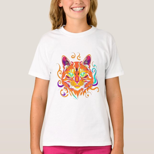 Camiseta Mystic Cat – Neonfarbene Katze (Frente)
