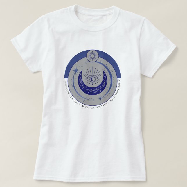 Camiseta Mystic Eye & Crescent Moon - Símbolo oculto latino (Frente do Design)