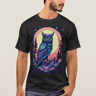 Camiseta Mystic Moon Owl Encantando Estilo Nocturno
