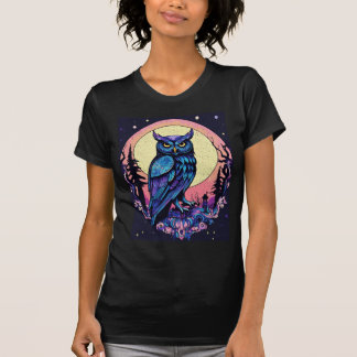 Camiseta Mystic Moon Owl Encantando Estilo Nocturno