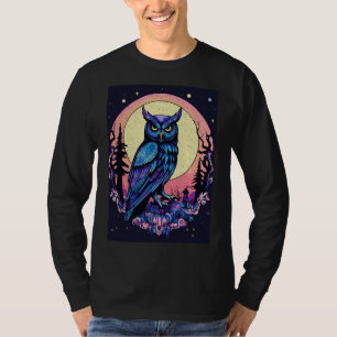 Camiseta Mystic Moon Owl Encantando Estilo Nocturno