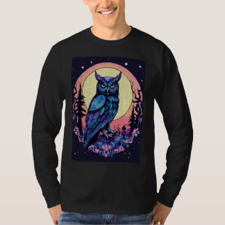 Camiseta Mystic Moon Owl Encantando Estilo Nocturno