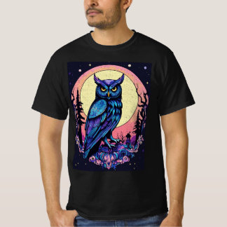 Camiseta Mystic Moon Owl Encantando Estilo Nocturno