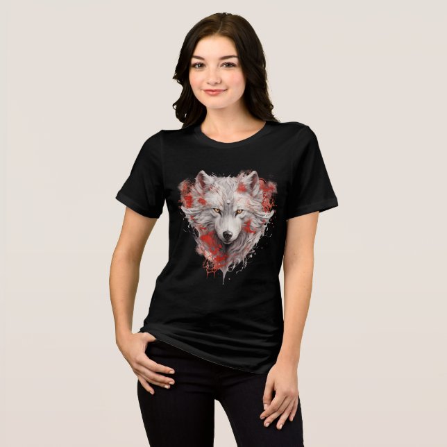 Camiseta Mystic White Wolf with Red Ink Accents (Frente Completa)