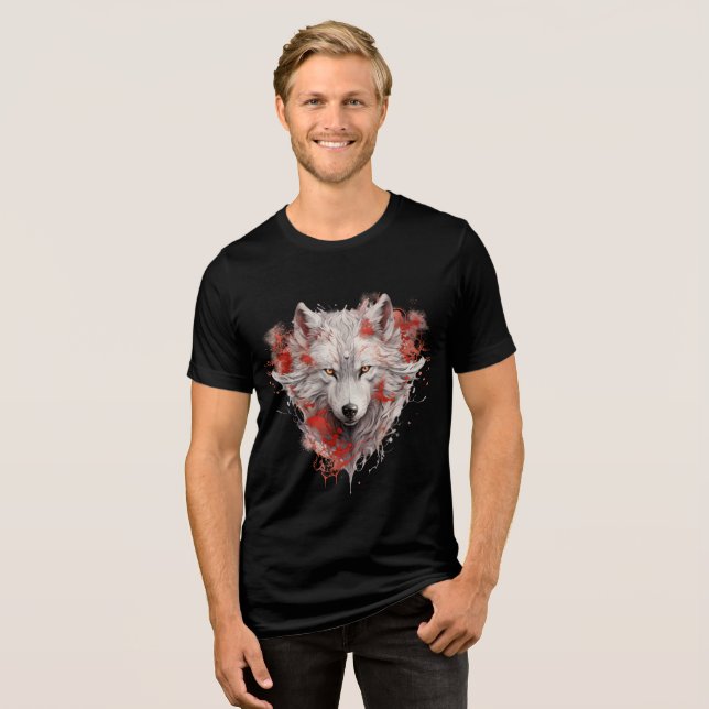 Camiseta Mystic White Wolf with Red Ink Accents (Frente Completa)