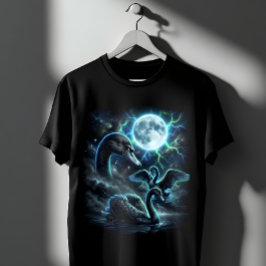 Camiseta Mystical Black Swans Full Moon Gothic Art