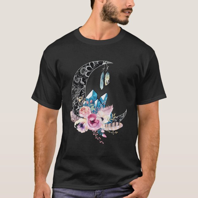 Camiseta Mystical Boho Moon Crystals Cute Witchy Spiritt (Frente)