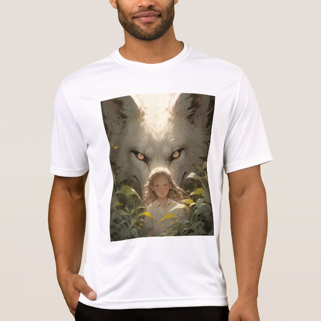 Camiseta Mystical Fantasy Wolf Guardian Anime (Frente)