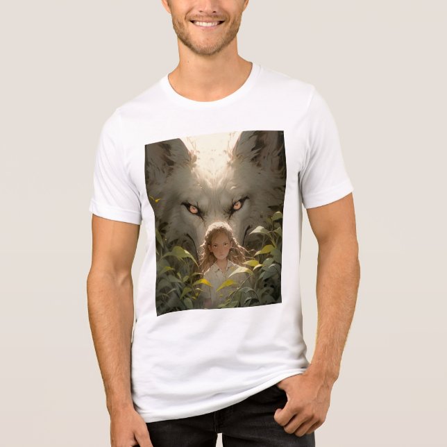 Camiseta Mystical Fantasy Wolf Guardian Anime (Frente)