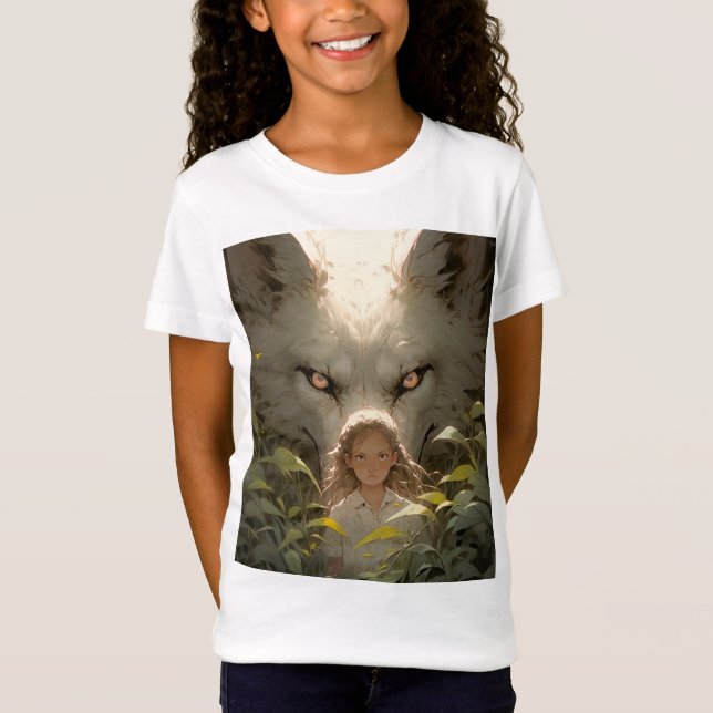Camiseta Mystical Fantasy Wolf Guardian Anime (Frente)