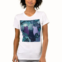 Mystical Forest Cats Art Whimsical Night Cat 