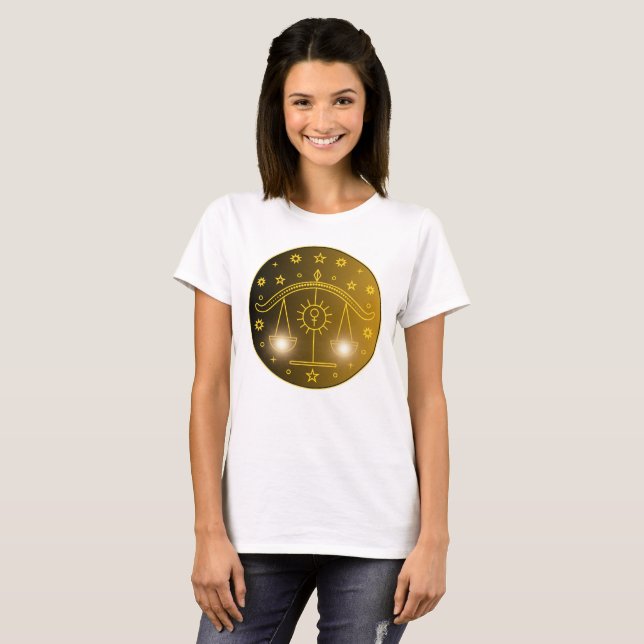 Camiseta Mystical Golden Zodiac Libra (Frente Completa)