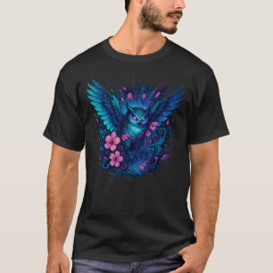 Camiseta Mystical Owl Fantasy Neon Art