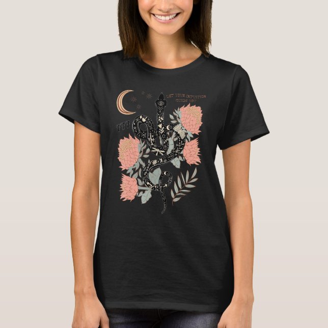 Camiseta Mystical Witchy 777 Angel Number Snake Flower Aest (Frente)