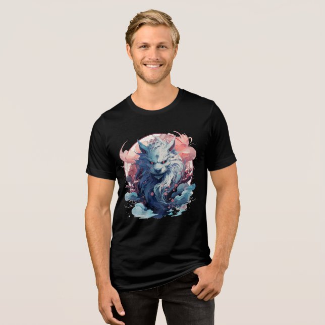 Camiseta Mythic Moon Fox Spirit with Sakura (Frente Completa)