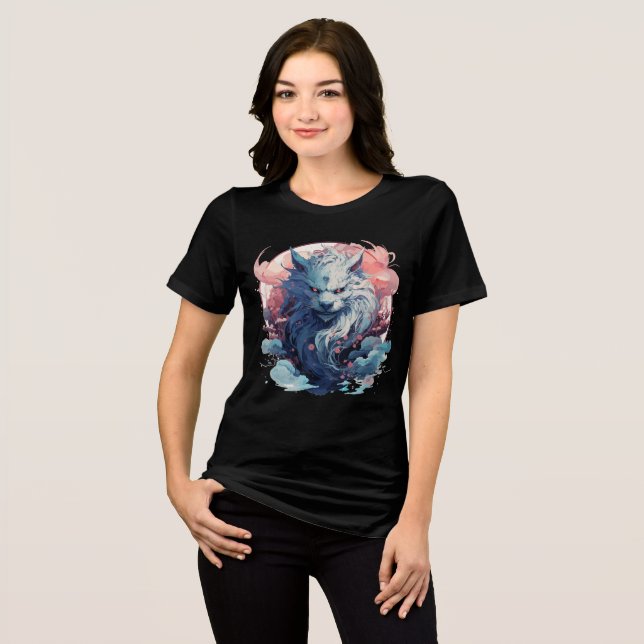Camiseta Mythic Moon Fox Spirit with Sakura (Frente Completa)
