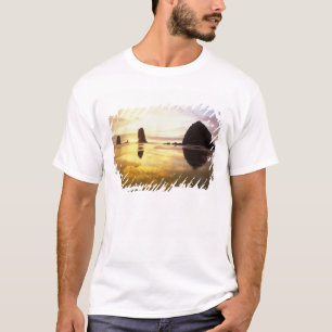Camiseta N.A., EUA, Oregon, Pôr do sol na Cannon Beach com