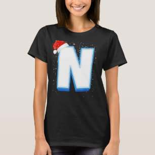 Camiseta N Snowy Maiúscula Monograma - Letra alfabética de 