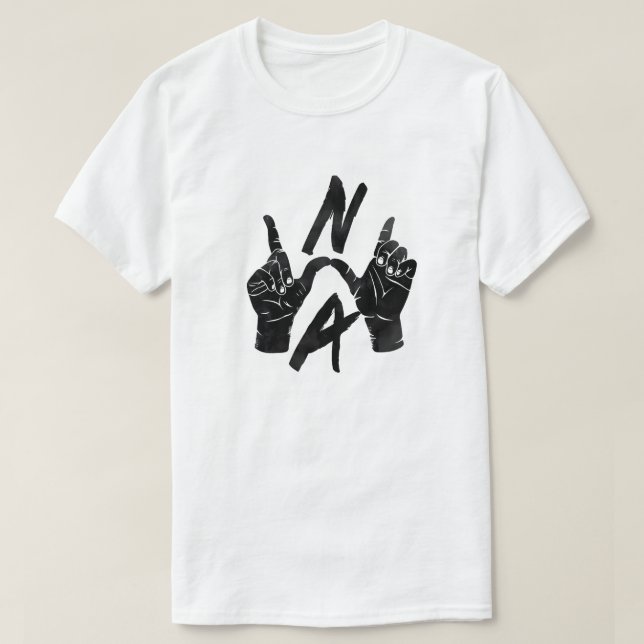Camiseta N.W.A Hand Sign Dark Illustration (Frente do Design)