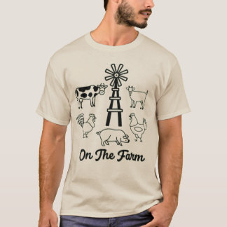 Camiseta Na Fazenda - Animais de exploração e moinhos de ve