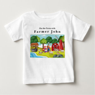 Camiseta Na Fazenda com o agricultor John e os animais