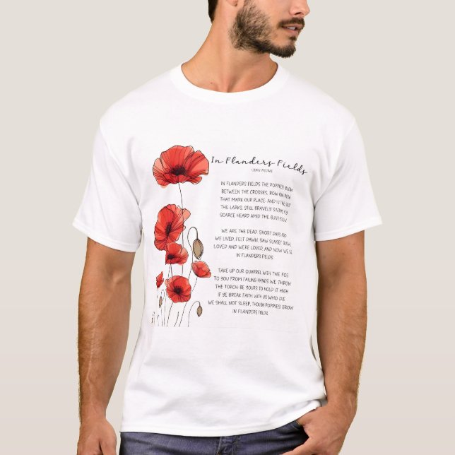 Camiseta Na Flandres Fields Lembrança Poema (Frente)