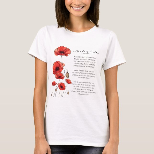 Camiseta Na Flandres Fields Lembrança Poema (Frente)