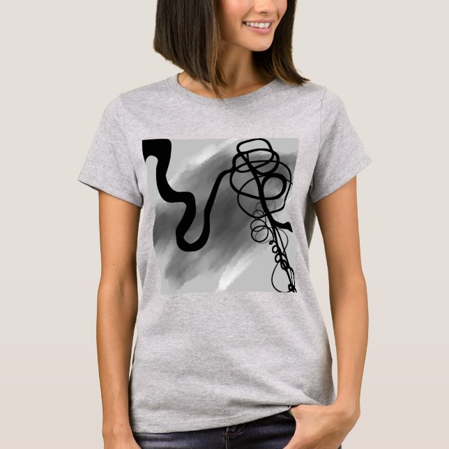 Camiseta Na grade: Cinza Abstrato, Preto e Branco (Frente)
