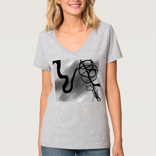 Camiseta Na grade: Cinza Abstrato, Preto e Branco (Frente)