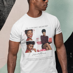 Camiseta Na memória de amor Colagem de Fotos Memorial