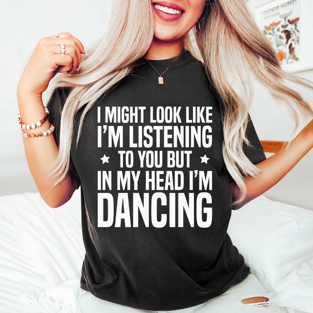 Camiseta Na minha cabeça estou dançando dança engraçada sop (In my Head i'm Dancing Funny Dance Lover Black T-Shirt)