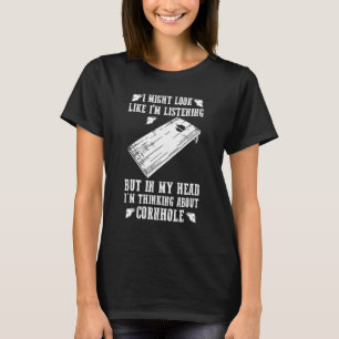 Camiseta Na Minha Cabeça Estou Pensando Sobre Cornhole Corn