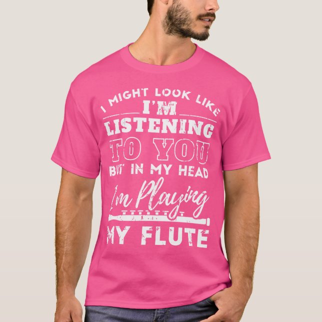 Camiseta Na Minha Cabeça Estou Tocando A Flu De Músico De P (Frente)