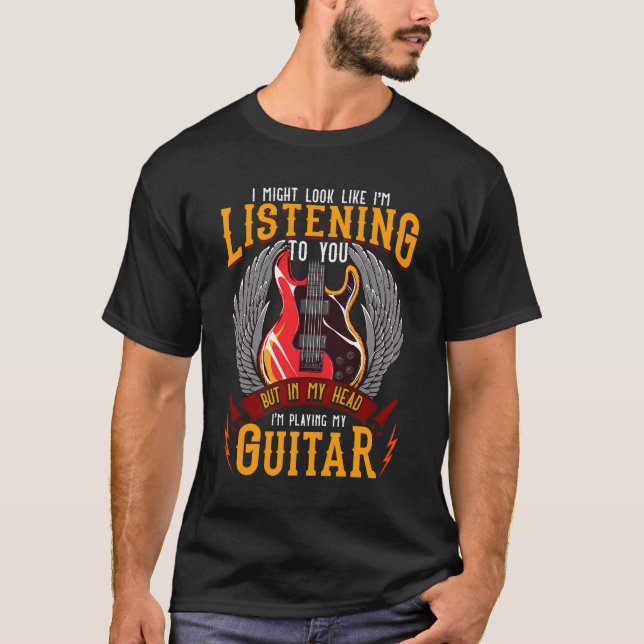 Camiseta Na Minha Cabeça Estou Tocando Minha Violão (Frente)