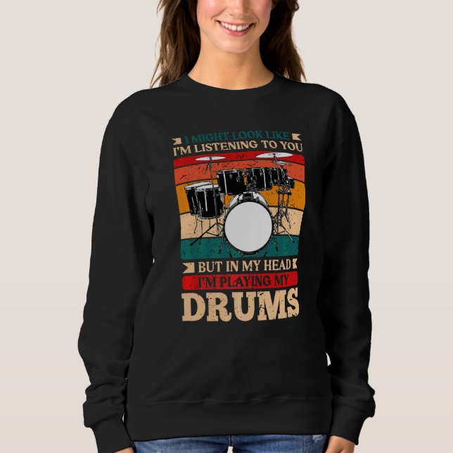 Camiseta Na minha cabeça estou tocando tambor (Frente)