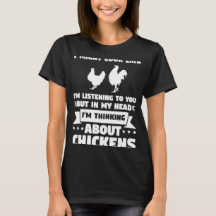 Camiseta Na minha cabeça, penso em galinhas