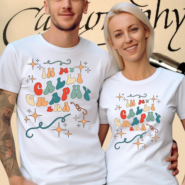 Camiseta Na minha época de caligrafia, texto personalizado  (Criador carregado)